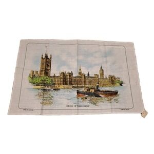 Houses of Parliament Lamont Tea Towel Linen Cotton Blend Vintage Tea Towel